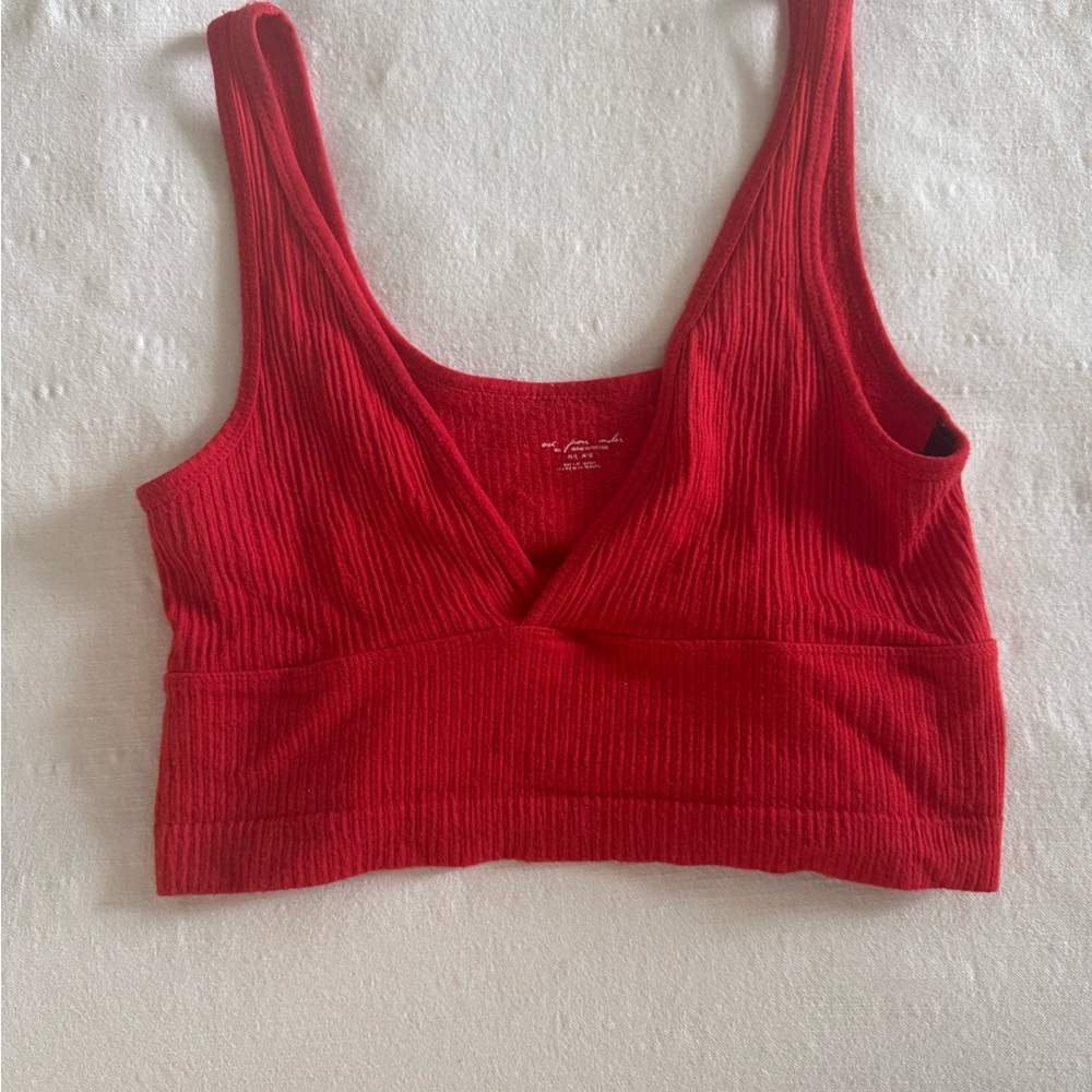 Urban Outfitters Red Ribbed Crop Top
